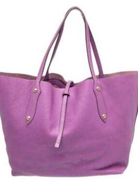 Annabel Ingall Purple Leather Tote with Draw Strap